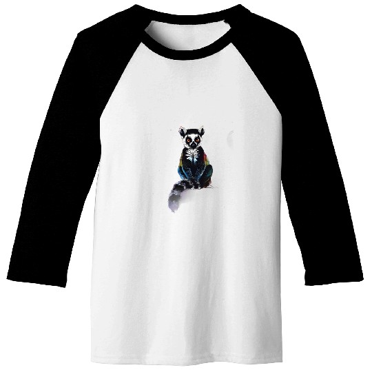 Lemur Pet Drawing Animal Print Nature Madagascar Monkey Motif Baseball Tees