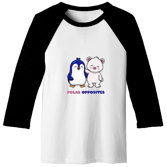 Bear Pet Polar Opposites Penguin and Polar Bear Baseball Tees