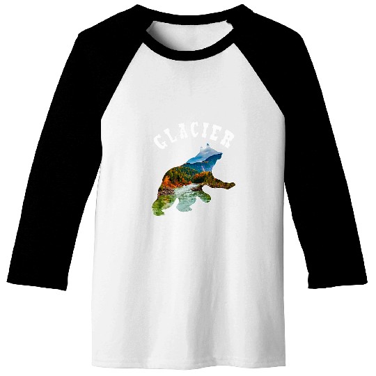 Bear Pet Glacier National Park Bear Design 2 Baseball Tees