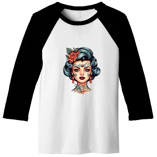 Chicano Girl Mexico Flowers Death Pretty 5 Baseball Tees