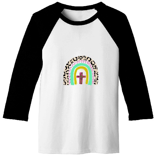 He Is Risen Leopard Rainbow Christian Jesus Easter Day Baseball Tees