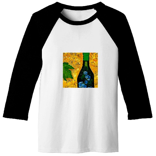 Wines Fun Bottle with Grapes and Grape Leaves Baseball Tees