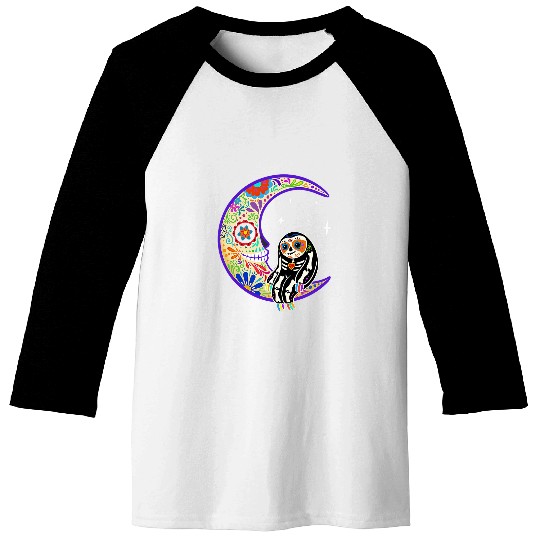 Sloth Pet Dia de Los Muertos Skeletons Sugar Baseball Tees