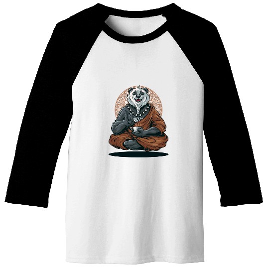 Panda Pet Tea Drinking Buddhist Panda Baseball Tees