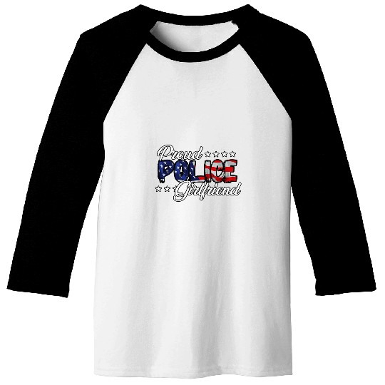 Flag Proud Police Girlfriend Baseball Tees