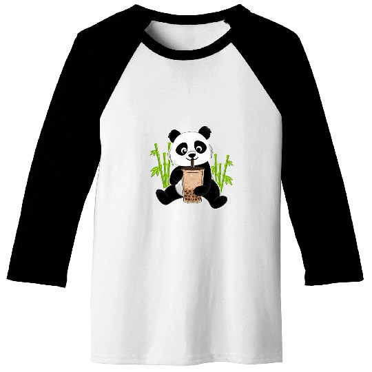 Panda Pet Cute Kawaii Panda With Bubble Tea Bamboo Panda Baseball Tees