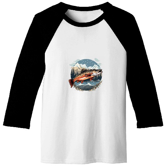 Fisherman American US Flag With Fly Fishing Brook Trout Fish 18 Baseball Tees