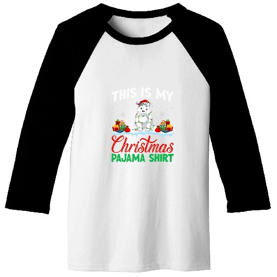 Bear Pet Polar Bear Christmas Pajama Polar Bear Wearing Hat Baseball Tees