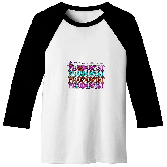 Pharmacist Halloween Repeat Spooky Pharmacy Technician Baseball Tees