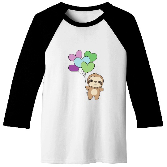 Sloth Pet Toric Flag Balloon Hearts Pride Lgbtq Sloth Baseball Tees
