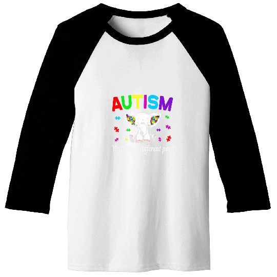 Elephant Pet Autism Walking A Different Path Autism Awareness Baseball Tees