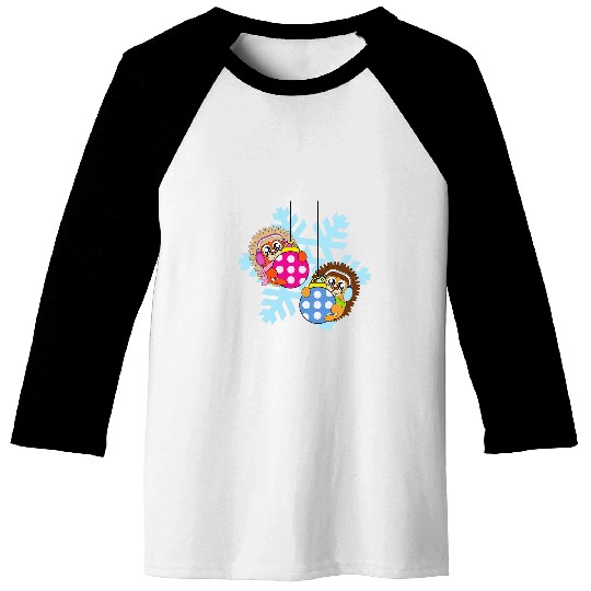Hedgehog Pet Christmas Balls Winter Snowflake Snow 3 Baseball Tees