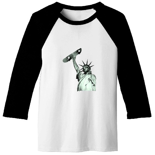 Skateboard Statue of Liberty Baseball Tees