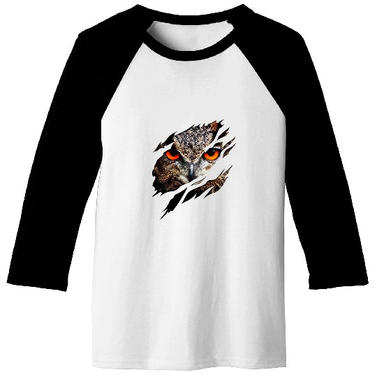 Owl Pet Aesthetic Owl with Ripped Effect Baseball Tees