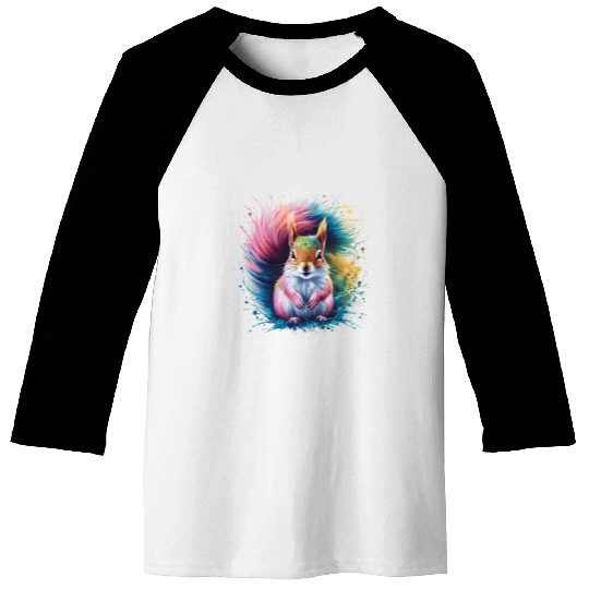 Squirrel Pet Men Women Colourful Watercolour Squirrel Baseball Tees