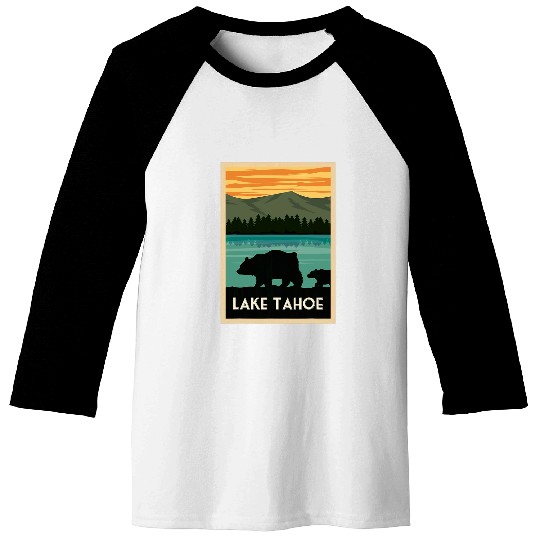 Bear Pet Retro Lake Tahoe californias Outdoor Bear Silhouette Gifts Baseball Tees