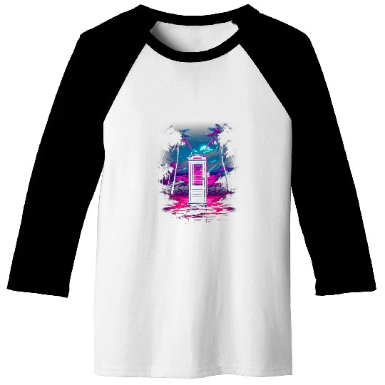 Retro Vaporwave Phone Booth Cool 80s Synthwave 5 Baseball Tees