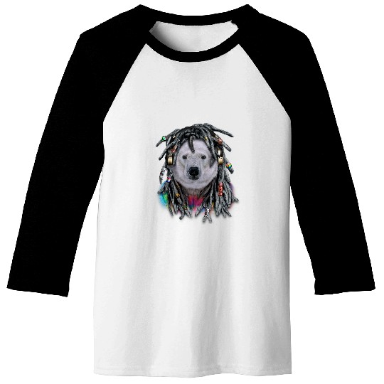 Bear Pet Polar Bear as Dreadlocks Hippie Reggae Dreads Baseball Tees