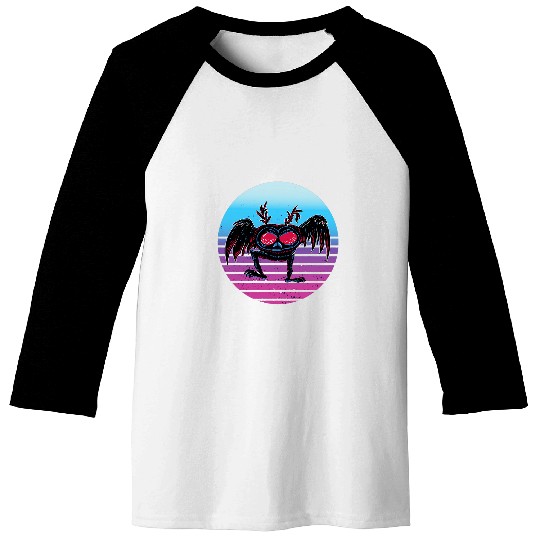 Retro Sunset Mothman Cryptozoology Cryptid Monster Folklore Baseball Tees