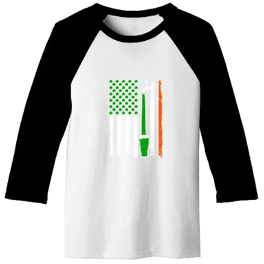 Beer Fun Green Beer American Flag St Baseball Tees