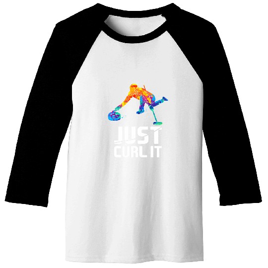 Just Curl it Funny Watercolor Curling Gift Baseball Tees