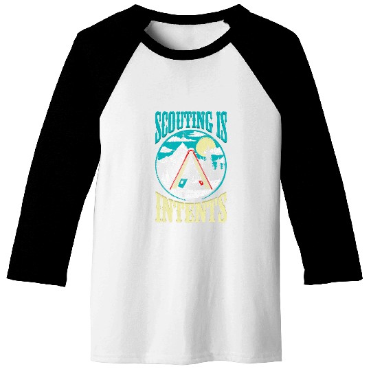 Scouting Is InTents Funny Scout Camping Happy Camper Baseball Tees