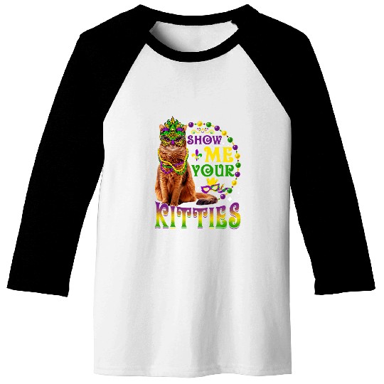 Show Me Your Kitties Cute Mardi Gras Somali Cat Baseball Tees