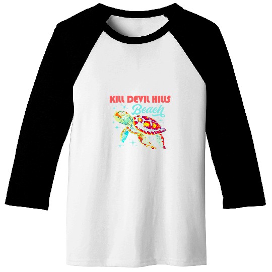 Turtle Pet Kill Devil Hills Beach NC Artistic Sea Turtle Retro Baseball Tees