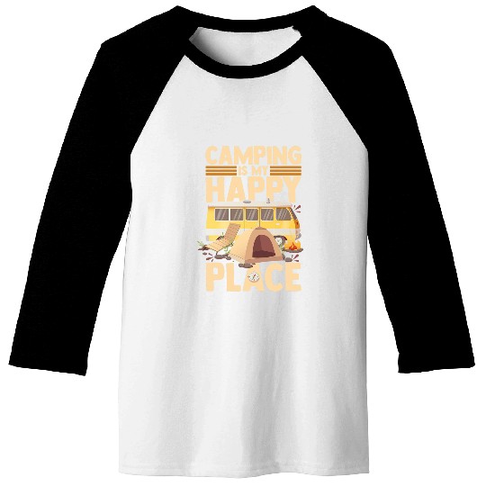 RV Camping Happy Camper Van Glamper Glamping Queen Baseball Tees