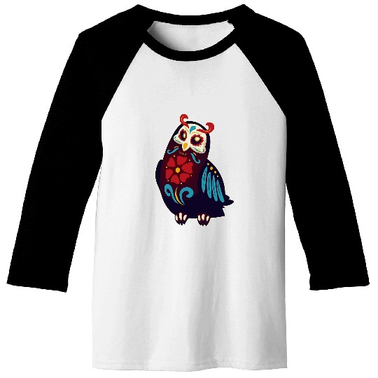 Owl Pet Deads Sugar Skull Owl Happy Halloween Baseball Tees
