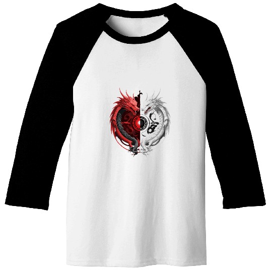 Dragon Pet two dragons facing off dragon yingyang 1 Baseball Tees