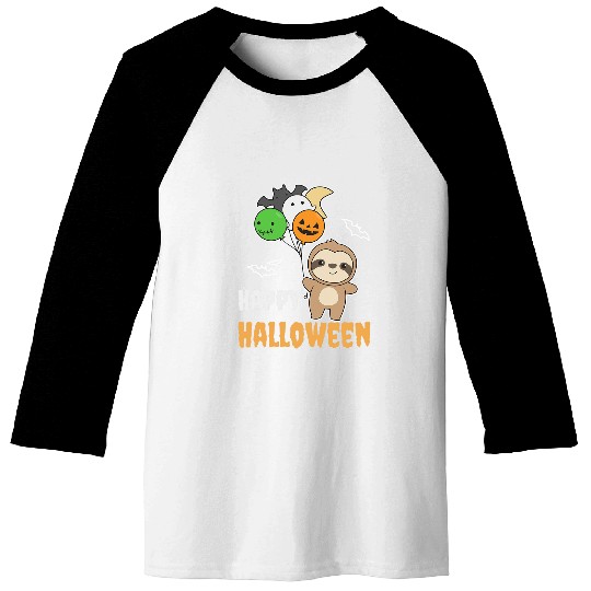 Sloth Pet ghosts Pumpkin Bat Air Balloon Happy Halloween Baseball Tees