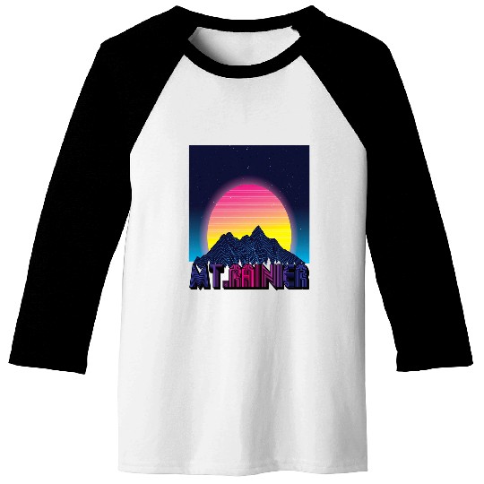 Mount Rainier Vaporwave Mountain Mountaineer Washington Baseball Tees