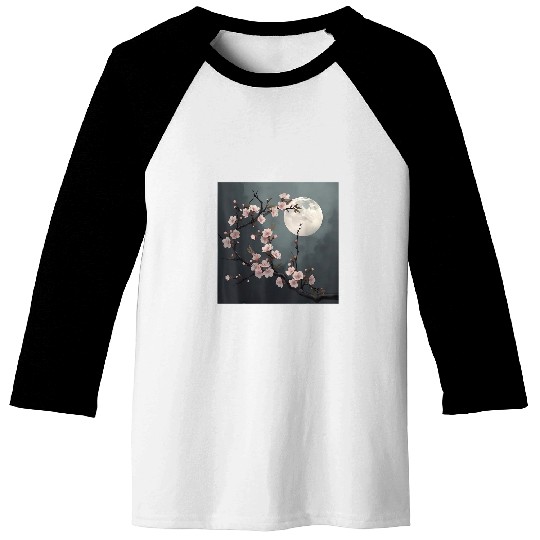 Nighttime Garden of Ethereal Sakura Blossoms Baseball Tees