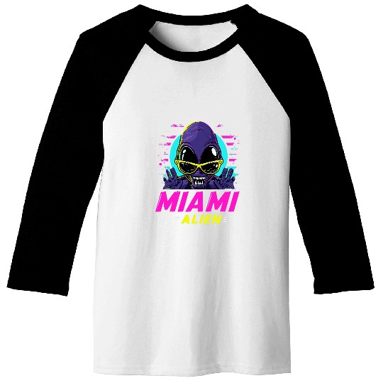 Miami Shadow Alien Conspiracy Theory UFO Believer Funny Baseball Tees