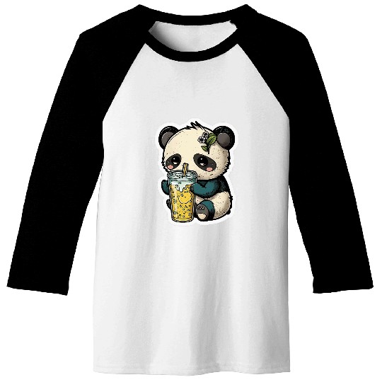 Panda Pet Drinking Lemonade Panda Bear Soda Pop Summer Teddy Bears 2 Baseball Tees