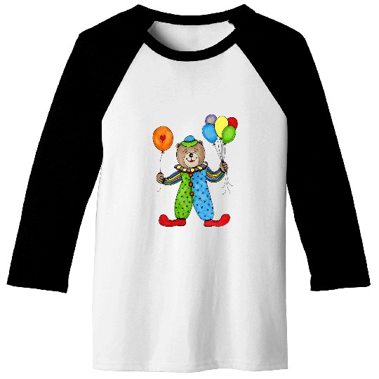 Bear Pet Clown Teddy Bear Holding Balloons Baseball Tees