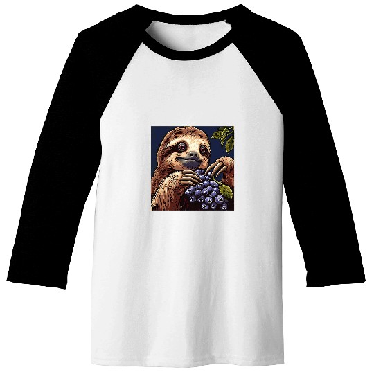 Sloth Pet Blueberry Sloth Cute Sloth Artwork Nature Blueberry Fruit Baseball Tees