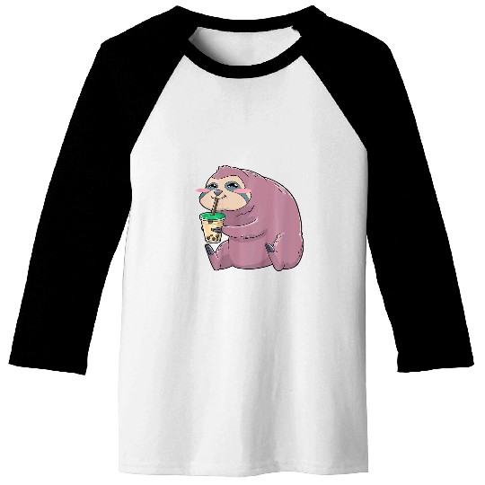 Sloth Pet Bubble Tea Boba Drink Kawaii Cute Baseball Tees