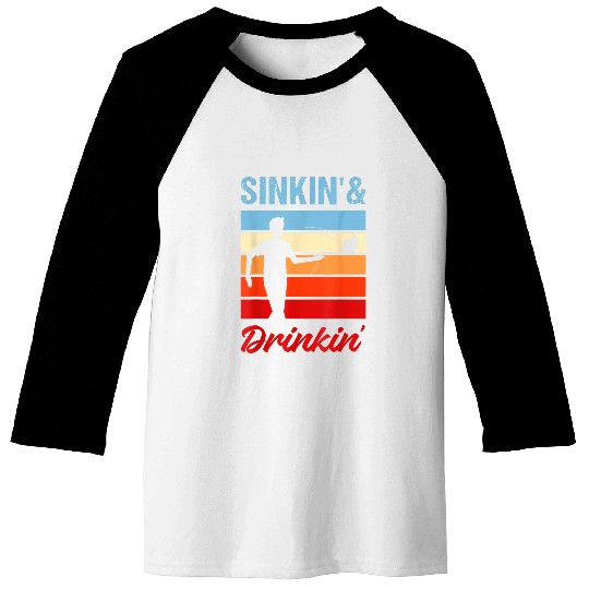 Beer Fun Sinkin and Drinkin Cornhole Beer Drinking Cornholer Baseball Tees