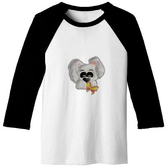 Dog looking at a butterfly hand painted puppy Baseball Tees