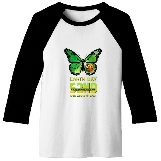 Earth Day 52nd Anniversary 2Butterfly Environmental Baseball Tees