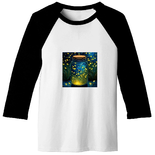 Mystical Fireflies Nostalgic Nature Hiking Camping Product Baseball Tees