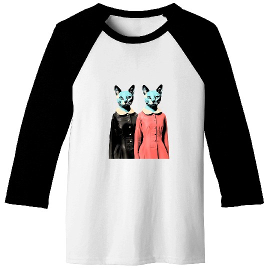 1950s Pop Art Cat Lovers Baseball Tees