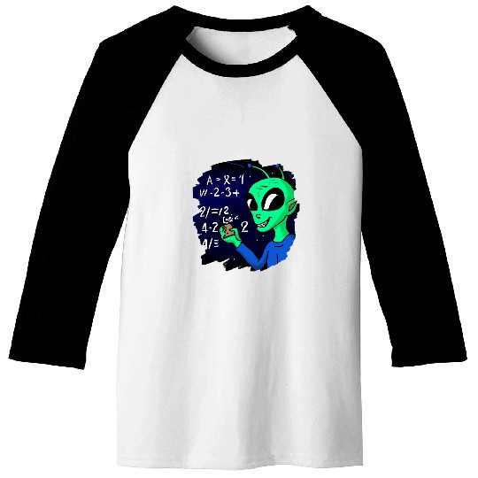 Alien Studying Solving Math Science Physics Equations School 21 Baseball Tees