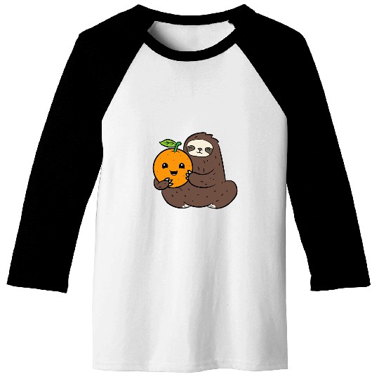 Sloth Pet With Orange Fruit Cute Oranges And Sloth Baseball Tees