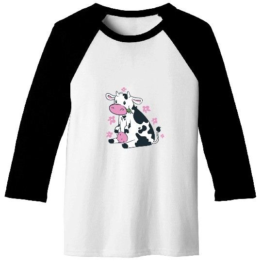 Cow Lover Cute Cow Eating Grass Farm Baseball Tees
