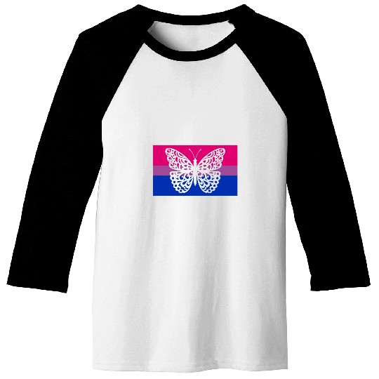 Cute Monarch Butterfly Garden Aesthetic Bisexual Pride Flag Baseball Tees