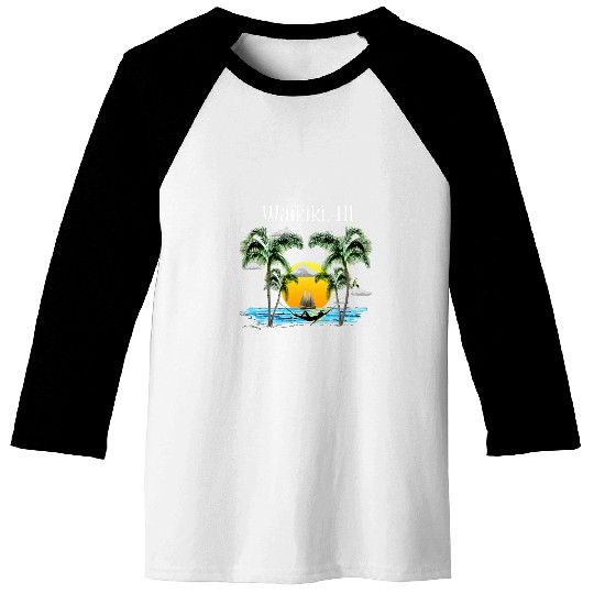 Waikiki Hawaii Paradise Baseball Tees