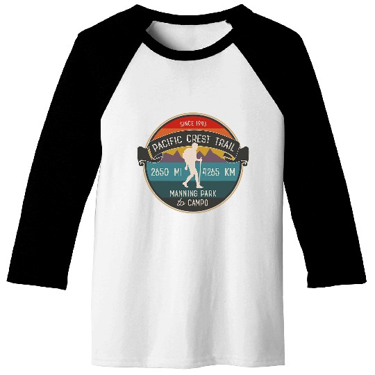 PCT Hiking Trail Gear Pacific Northwest Hikers Retro Sunset Baseball Tees